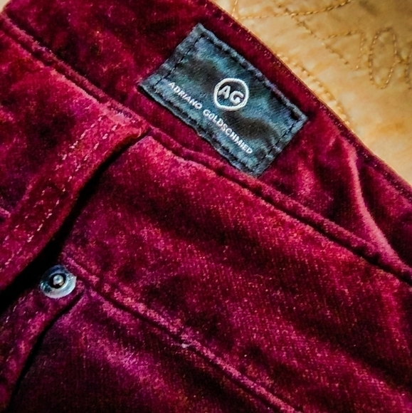 𝅺adriano Goldschmied Ruby Red Velvet Farrah Skinny Size 26 - Picture 2 of 7